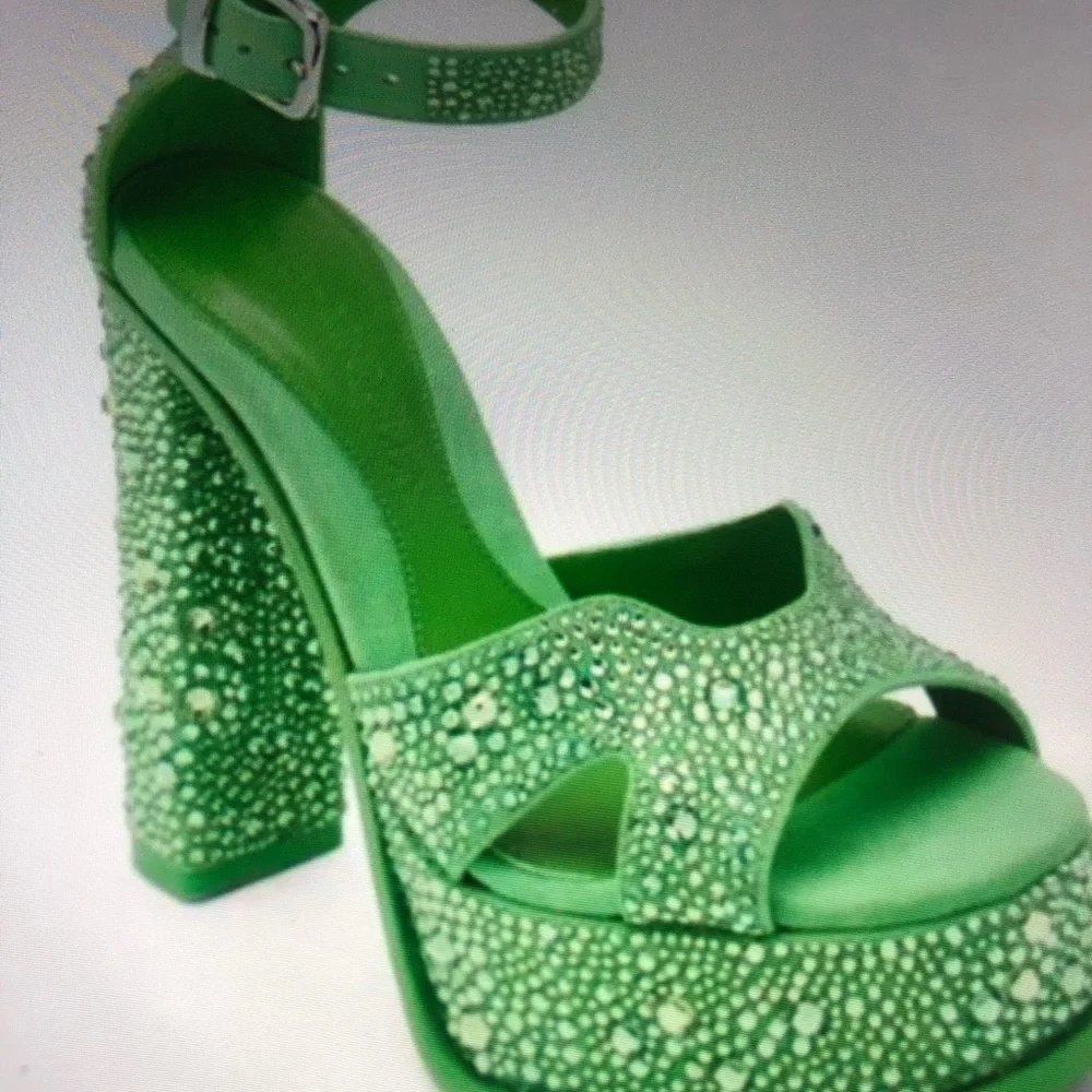 Alexander McQueen Crystal Platform sandals 135mm ! Stunning jade green !! - Picture 2 of 11